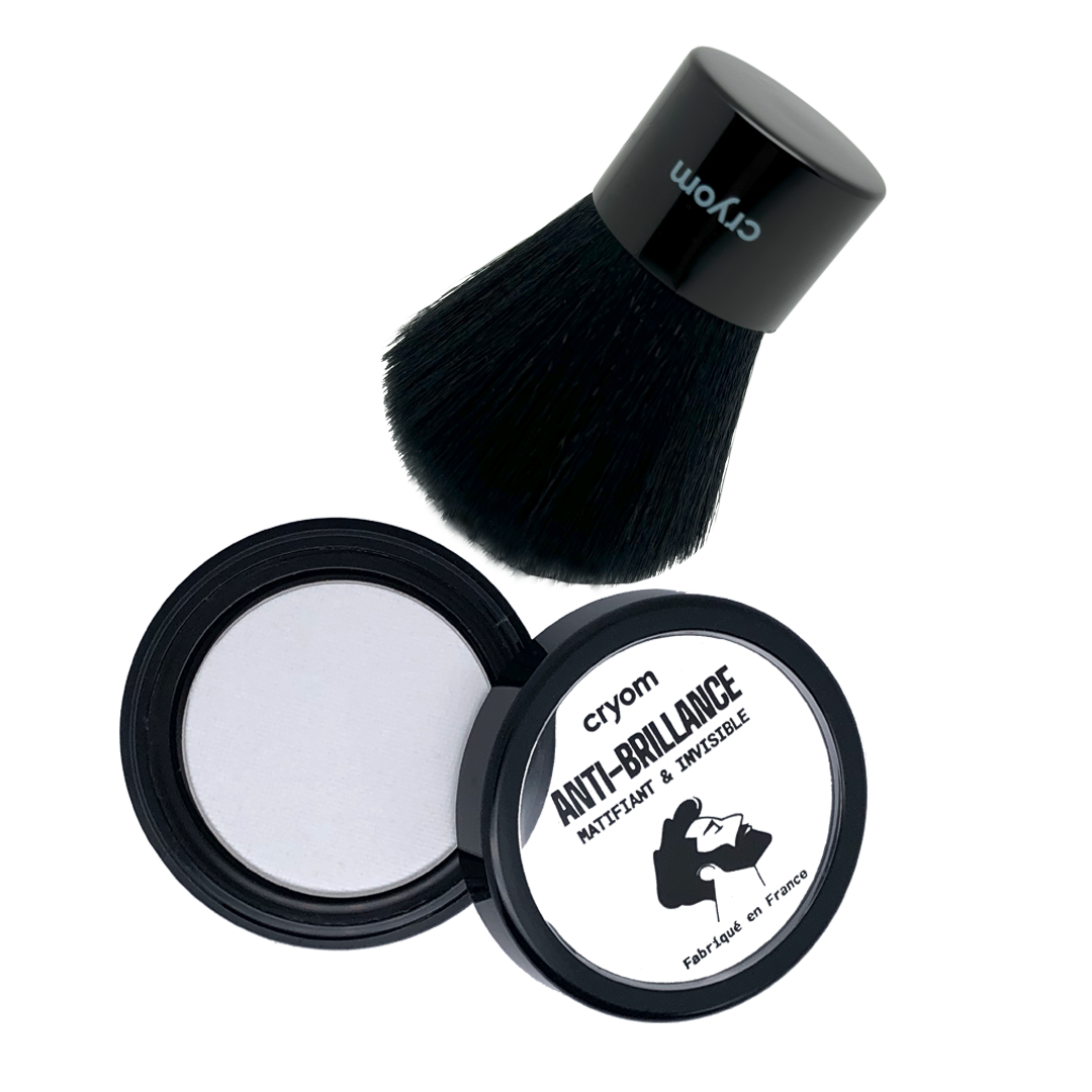 Kit anti-brillance visage : Correcteur anti-brillance + Applicateur Kabuki