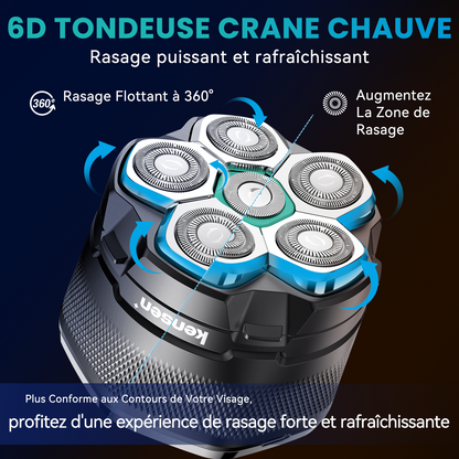 Rasoir électrique 6 têtes pour crâne chauve ou rasé - Sélection CRYOM-KENSEN