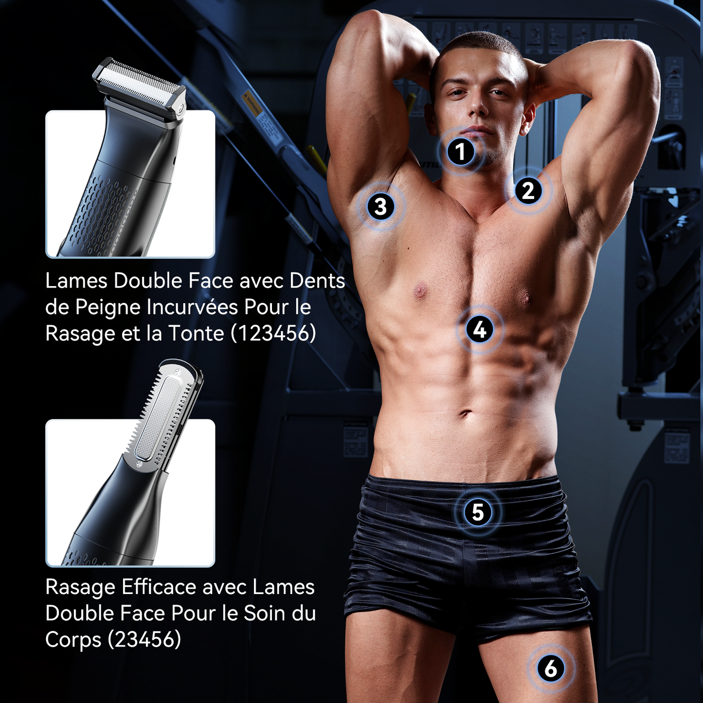 Tondeuse électrique corps, barbe et parties intimes pour Hommes - Sélection CRYOM-KENSEN