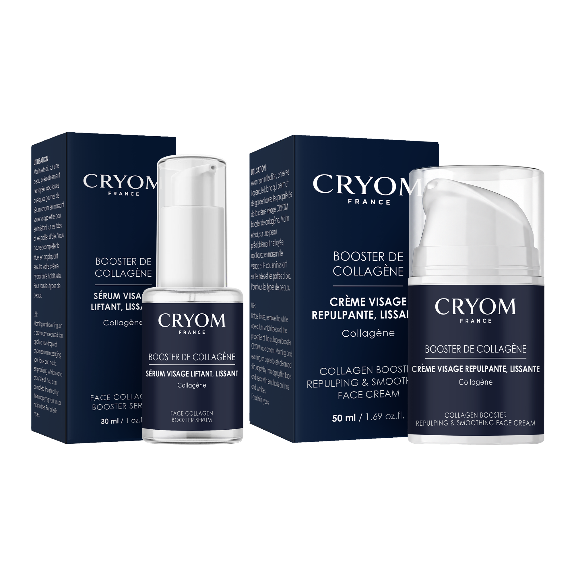 Routine visage homme BOOSTER de Collagène : sérum + crème anti-âge