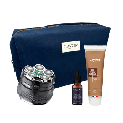 Routine "ALL INCLUSIVE" pour crâne chauve ou rasé : rasoir KENSEN + soins CRYOM