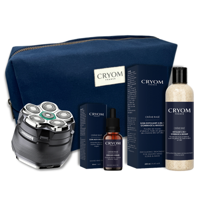 Kit complet "ALL INCLUSIVE" pour crâne rasé ou chauve – Rasoir électrique KENSEN + soins CRYOM