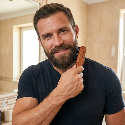 Brosse à barbe de poche, 100% poils de sanglier