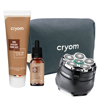 Routine "ALL INCLUSIVE" pour crâne chauve ou rasé : rasoir KENSEN + soins CRYOM
