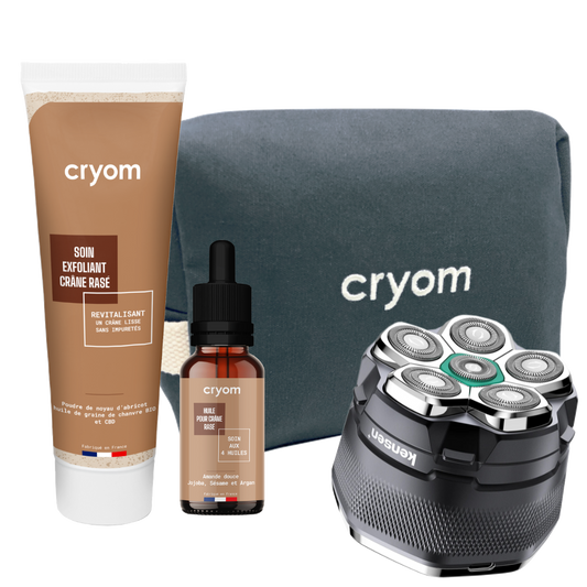 Routine "ALL INCLUSIVE" pour crâne rasé : tondeuse KENSEN + soins CRYOM